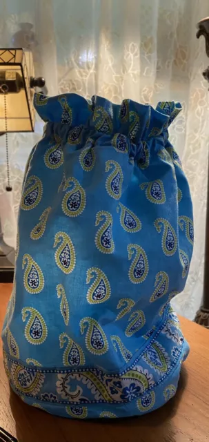VTG Vera Bradley BERMUDA BLUE Ditty Bag Lined PAISLEY  Beach  Drawstring EUC