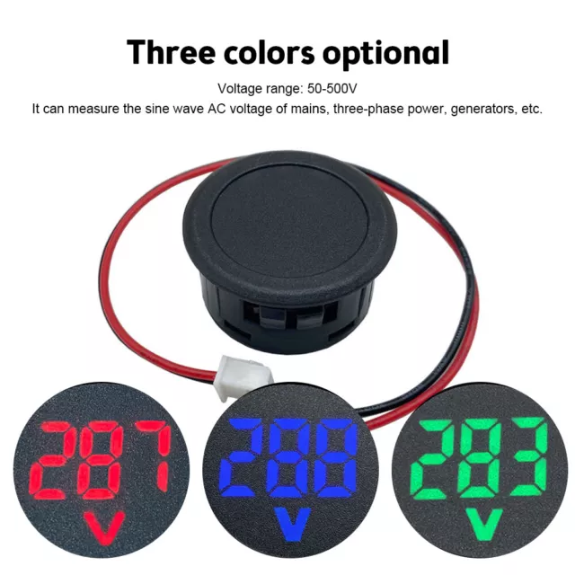 AC 50-500V LED Digital Display Round Two-wire Voltmeter Voltage Meter Indicator