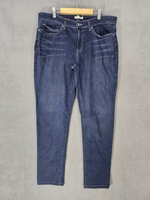 Eileen Fisher Jeans 14 Stretch Denim Organic Cotton Straight Leg Dark Wash Blue