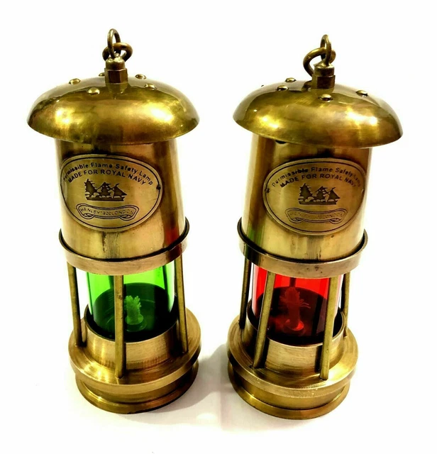 Set Mit 2 Messing Minor Öl Lampe Antik Nautisch Schiff Laterne Maritim Boot Hell