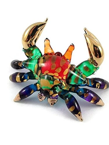 Tiny Crystal Crab Hand Blown Clear Glass Art Crab Figurine Animals Collection