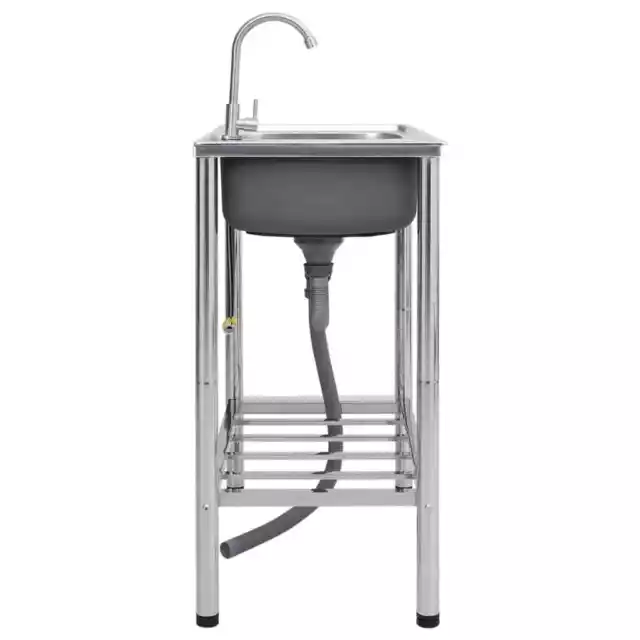 Ã‰vier de camping Double lavabo avec robinet Acier inoxydable 3