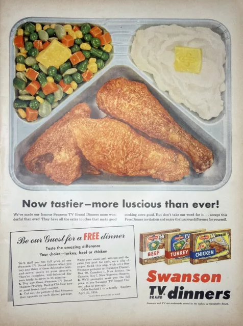 Vintage Print Ad 1956 Swanson TV Dinner Retro Home Kitchen Wall Art Decor MCM