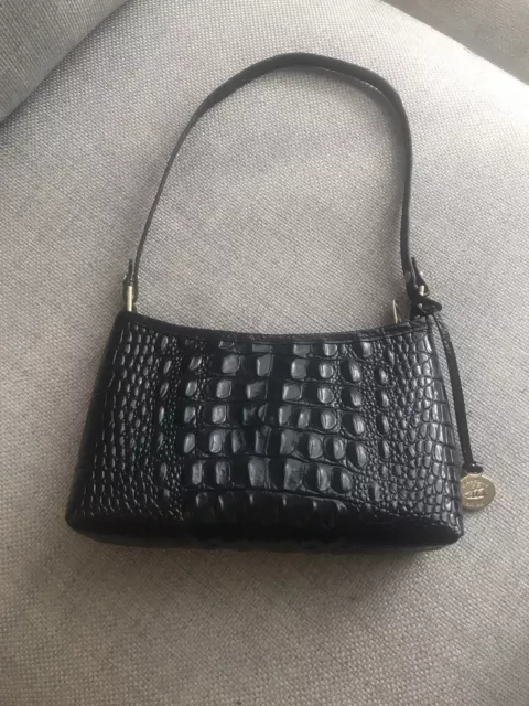 Brahmin Black Croc Embossed Shoulder Bag