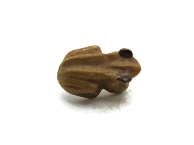 Vintage Brown Stone Frog Pin Black Eyes