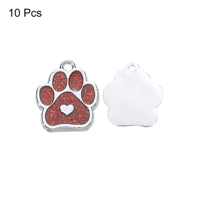 Cat Dog Paw Charm Footprint Paw Print Charm Alloy Enamel Orange, 10 Pack 3