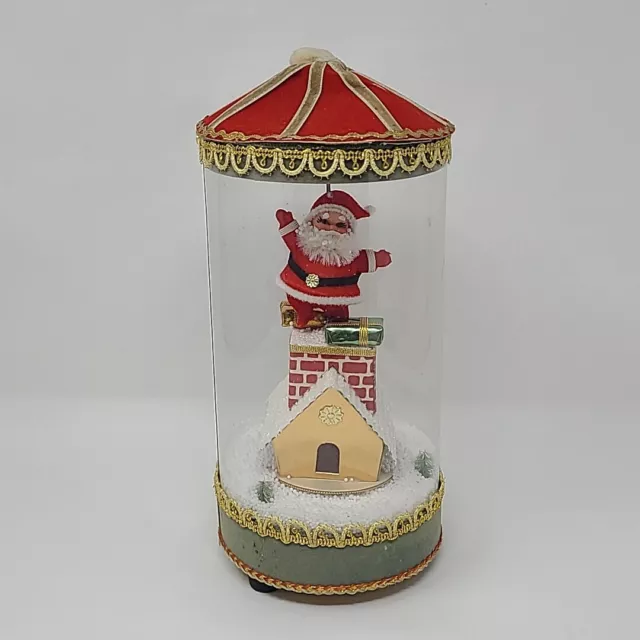 VTG Musical Dry Snow Globe Japan Santa On Chimney Christmas Holiday Rare