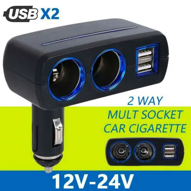 12V Car Cigarette Lighter Socket Adapter Dual USB Double Splitter Plug S B4I9