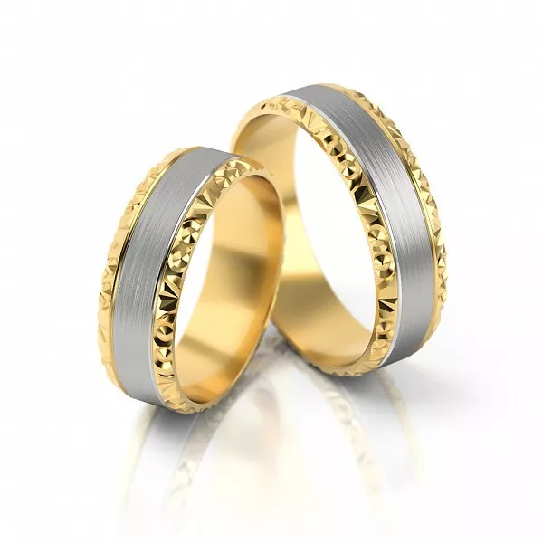 1 Paar Trauringe Eheringe Hochzeitsringe Gold 585 - Breite 6mm - Bicolor