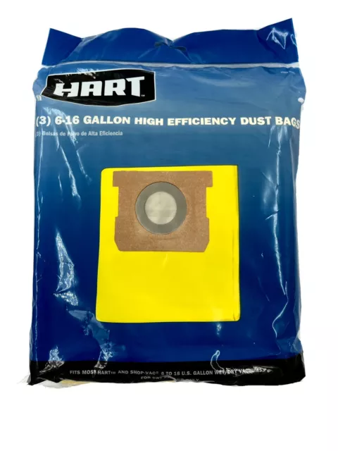 HART 6-16 Gallon High Efficiency Vacuum Dry Dust Bags for Shop-Vac - 3-Pack