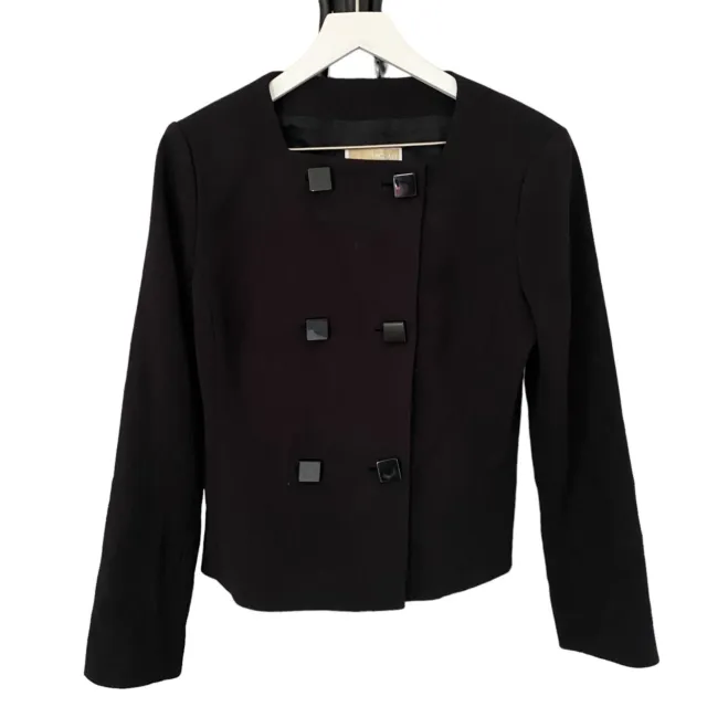MICHAEL Michael Kors Black Square Button Long Sleeve Suit Jacket Blazer Size 8