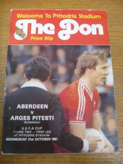 21/10/1981 Aberdeen v Arges Pitesti [UEFA Cup] (sellotape marks, creased)