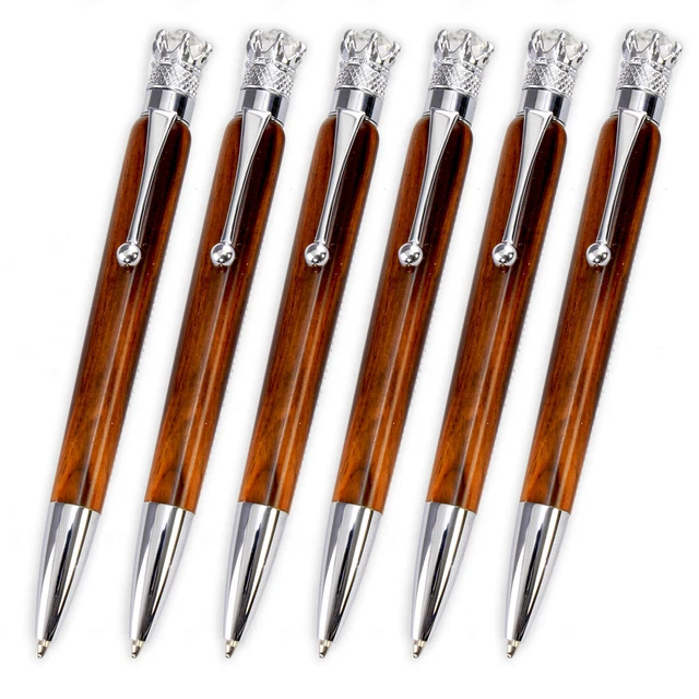Kit de pluma giratoria imperial, acabado cromado, paquete de 6, torneado en madera heredado