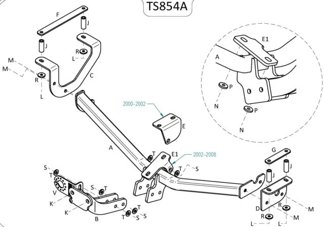 Towtrust Fixed Flange Towbar For Vauxhall Opel Agila Hatchback 2000 To 2008