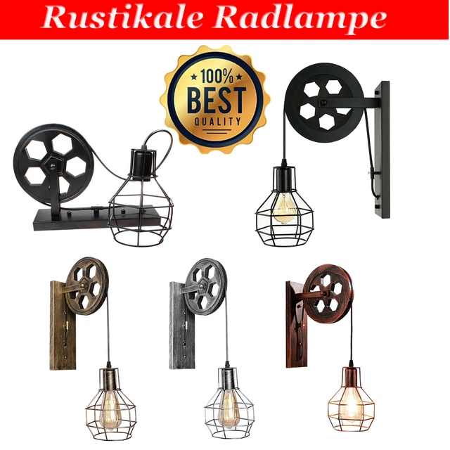 Antik Retro Vintage Holz Wandleuchte Wand Lampe Wandleuchter Industriell Licht