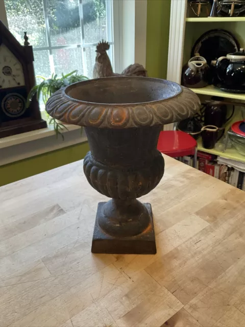 Vintage Cast Iron Patinated 9” French Style Garden Urn #1