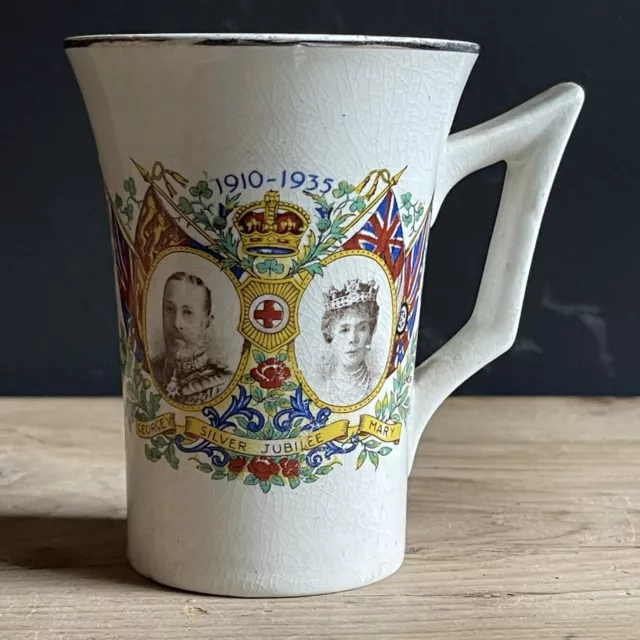 RARE Silver Jubilee King George V Queen Mary Mug 1910-1935 EMPEROR OF INDIA
