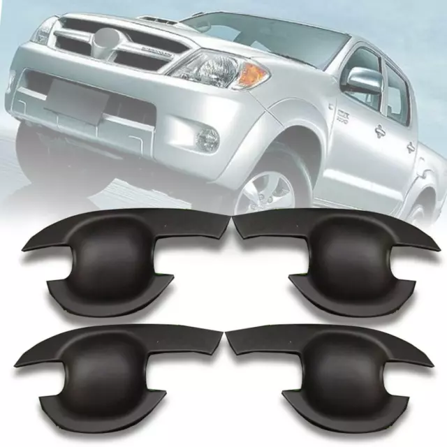 4 Doors Handle Bowl Insert Cover Black For Toyota Hilux Vigo SR5 MK6 2005-2011