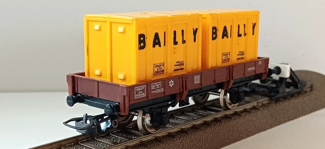 Wagon Jouef HO 6965 - Kangourou SNCF Porte-remorque Déménagements BAILLY - Époque 3