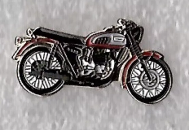 Triumph motorcycle pin badge. Shaped motorbike. Metal. Enamel. British Biker