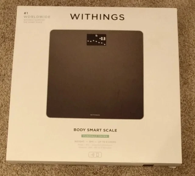 WITHINGS BODY WIFI Smart Scale BMI Weight Trend & Auto App Sync BLACK