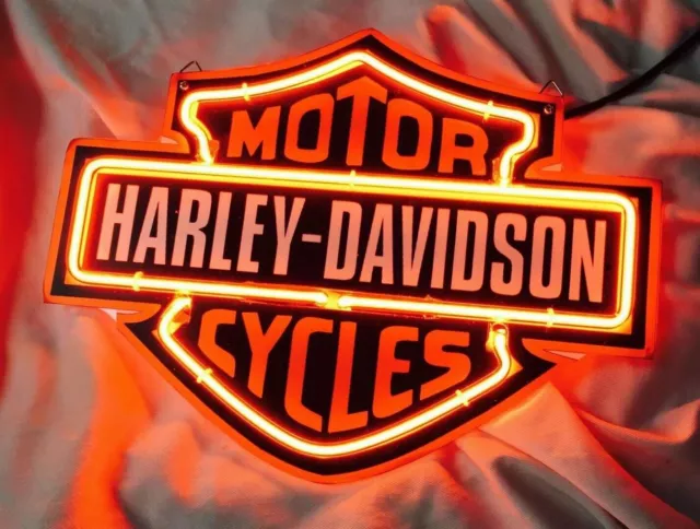 Harley-Davidson HD Motorcycle Motor Neon Sign Light Lamp Garage Open US Stock