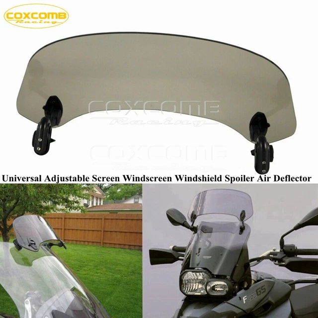 6.4'' Adjustable Clip-On Windshield Smoke Spoiler Windscreen For Honda Suzuki