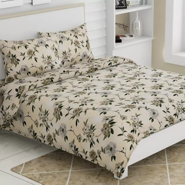 Algodón Doble Cobertor Cama Con 2 Fundas de Almohada King Size 186 TC 274x274cm