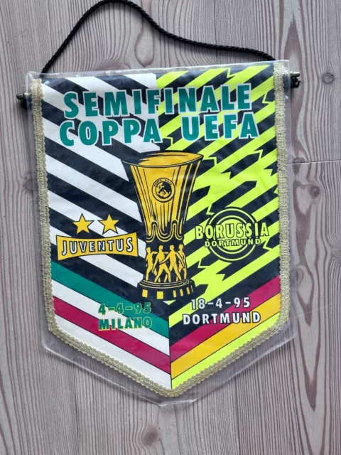 Gagliardetto Pennant Wimpel Juventus Borussia Dortmund 1995 No Match Worn