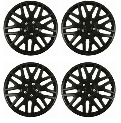 Fits Fiat Wheel Trims Hub Caps Cover Full Set 4 Black Plastic 16" Inch
