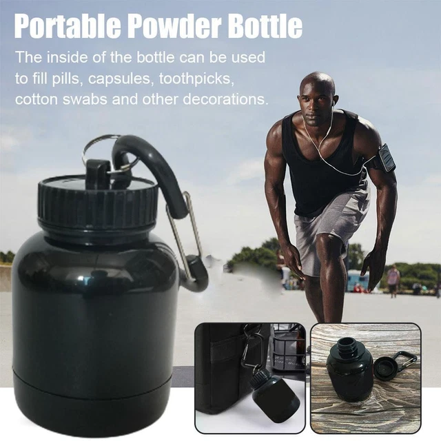 100 ml Proteína Polvo Contenedor Píldora Organizador Proteína Llavero Botella
