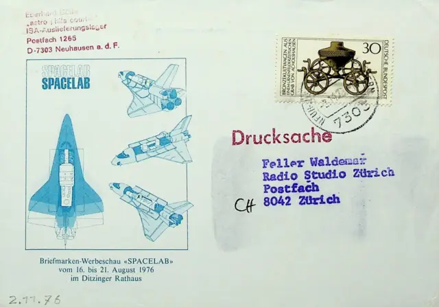 Deutschland 1976 30pf Auf Spacelab Rocket Illustrated Abdeckung Sich Schweiz
