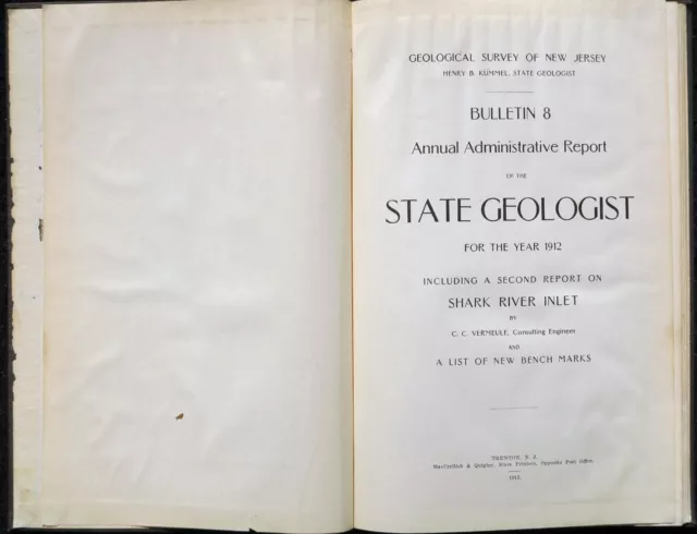 Geology, New Jersey, 1912 Original NJ Geological Survey Bulletin 8, Shark River