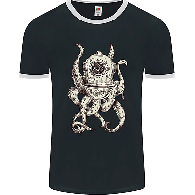Steampunk Octopus Kraken Cthulhu Mens Ringer T-Shirt FotL