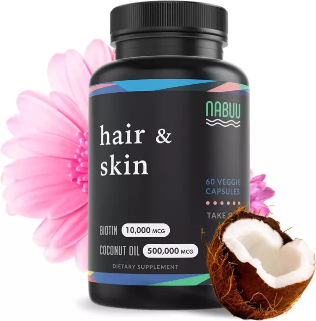 BIOTIN WITH ORGANIC Coconut Oil Healthy Hair, Skin & Nails Promotes ...