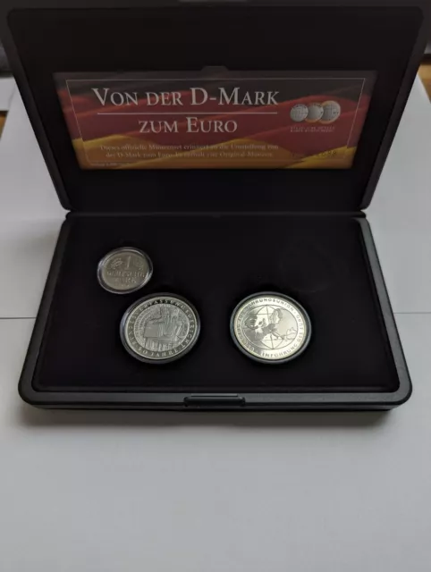 Münzenset 10 DM 2001 Bundesverfassungsgericht+ 10 Euro 2002 Währungsunion + 1 DM