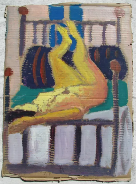 Davide BAROGGI (Locarno 1974) Nuovo Selvaggio NUDO SUL LETTO cm 57x41 anno 1999