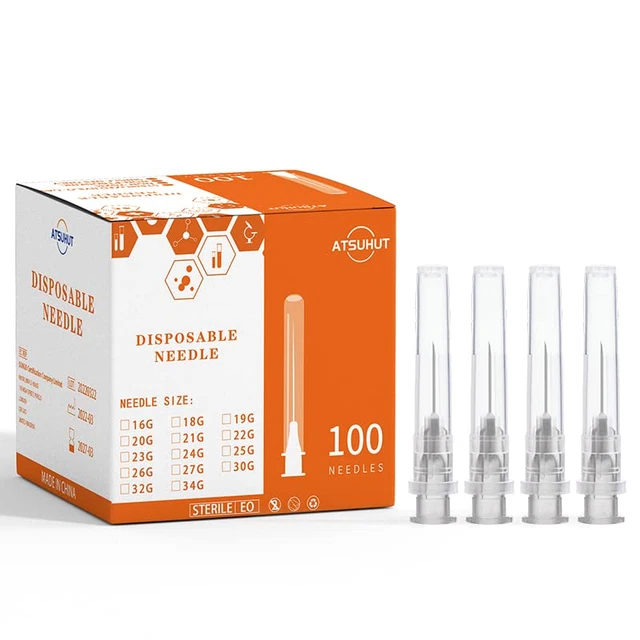 27G 1/2 Inch 13Mm Luer Lock Lab Tools, 100 Pack Individually Wrapped (27 Ga)