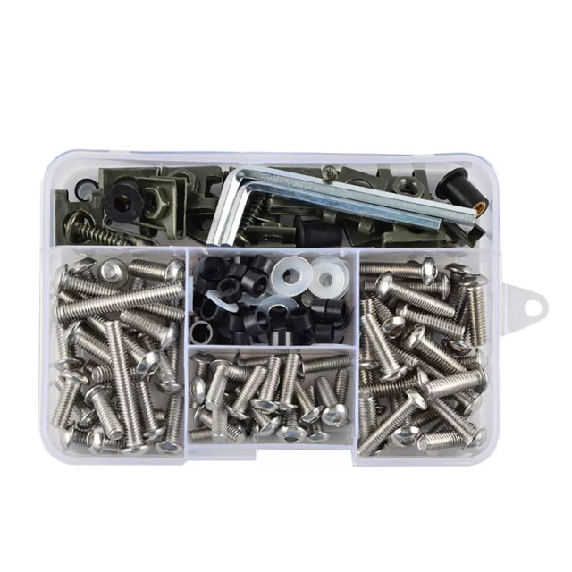 Motorcycle Shell Fairing Bolt Plate Screws Nut 155pcs Stainless Steel Thread Kit