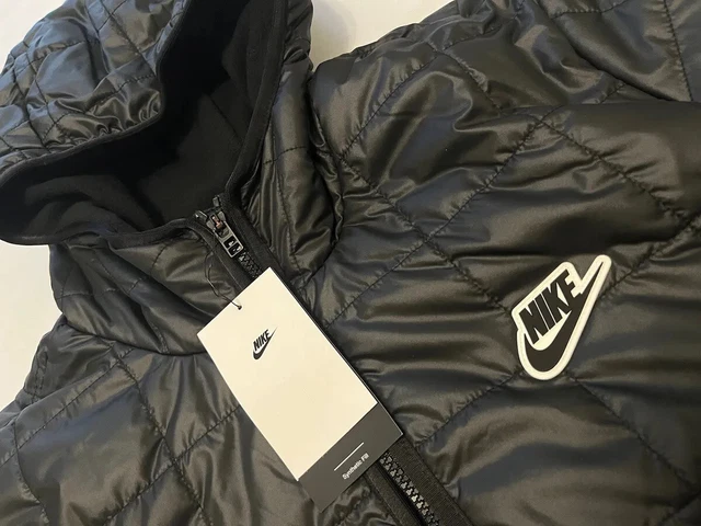 Giacca trapuntata Nike Synthetic Fill NSW DJ0433 010 NERA Cappotto con cappuccio Windrunner