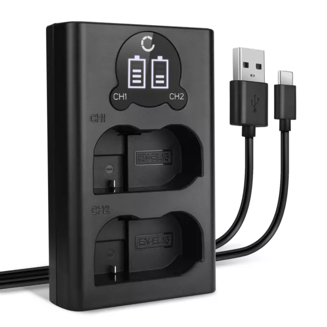 Chargeur Dual USB pour Nikon EN-EL15a EN-EL15c Cordon de charge, Alimentation