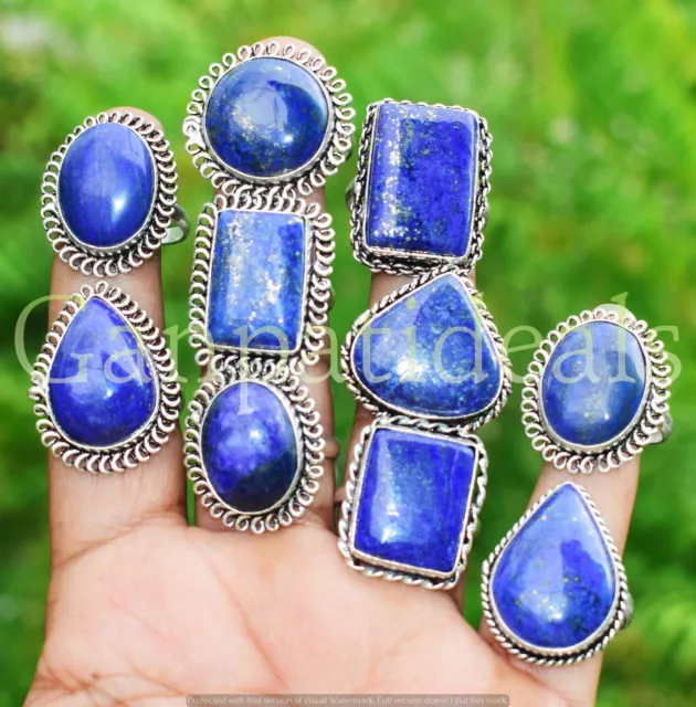 Lapis Lazuli Gemstone Ring Wholesale Lots 925 Sterling Silver Plated Rings