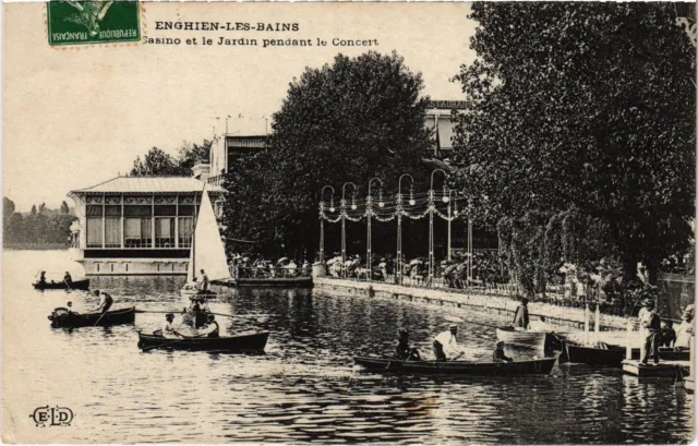 CPA Enghien les Bains Casino et le Jardin pendant le Concert FRANCE (1308161)