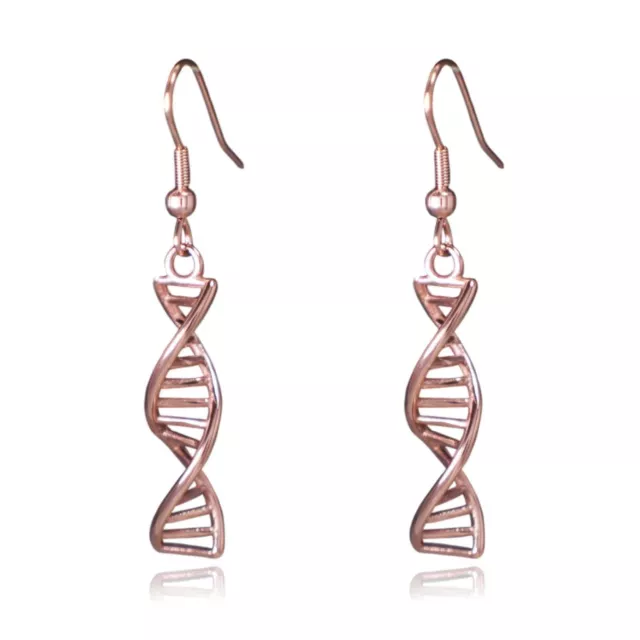 DNA Double Helix Science Stainless Steel Dangle Earrings