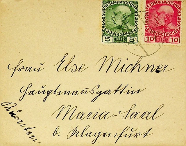 Österreich 1910's Vor WWI 2v Franz Josef auf Brief Von Salzburg Sich Klagenfurt