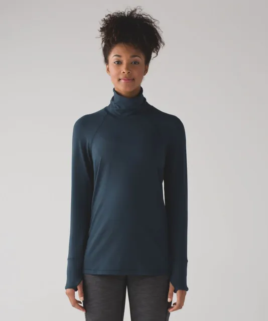 Lululemon Womens Hill & Valley Turtleneck Long Sleeve Run Navy Nocturnal Teal