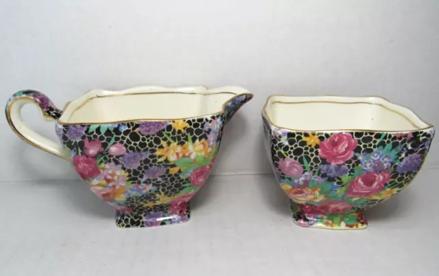 Vtg Royal Winton Grimwades HAZEL Chintz Floral Creamer & Open Sugar Bowl England