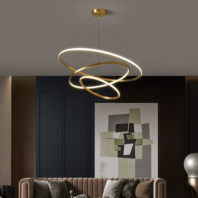 LED Pendant Light Large Chandelier Lighting Room Copper Lamp Home Ceiling Lights