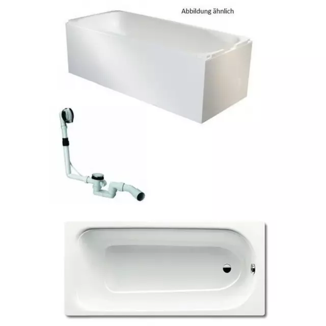 Kaldewei 3,5 mm Stärke Badewanne Wanne Set mit Träger und Ablauf 170x75cm weiß