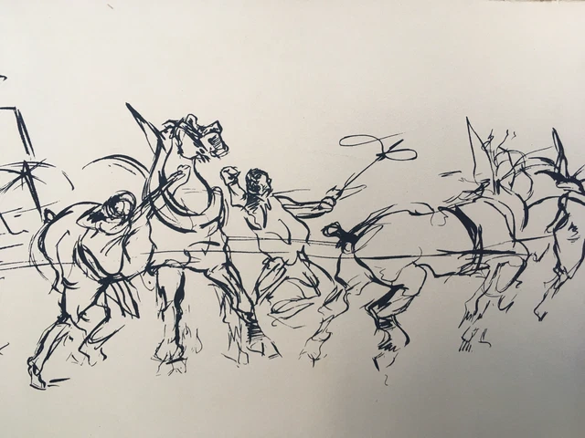 Belle Gravure Cheval Chevaux Fiacre Vers 1960  Toulouse Lautrec? A Identifier